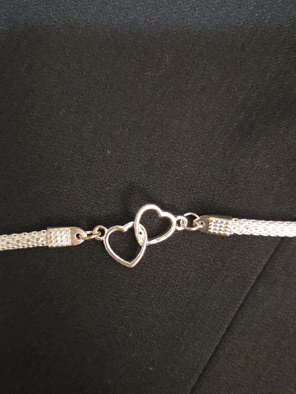 Silver Tone Double Heart Chain Bracelet With Extender 7in - Women Jewelry
